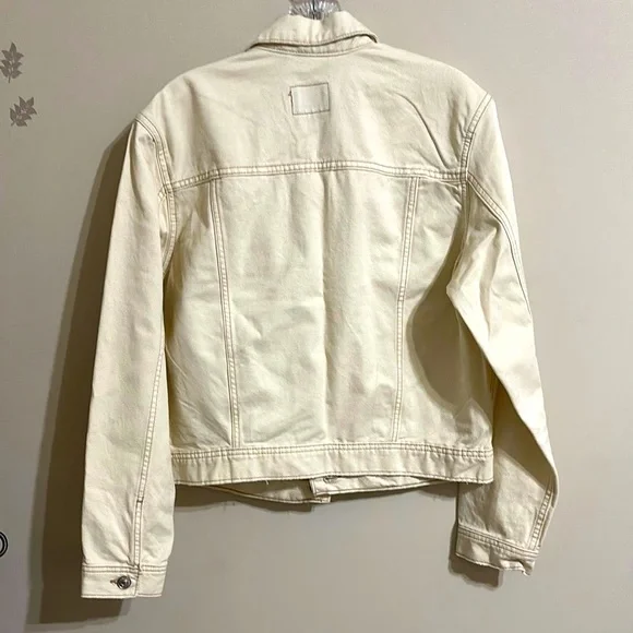 American Eagle Boyfriend Denim Jacket Women's Size M Bone Cream - Picture 5 of 9
